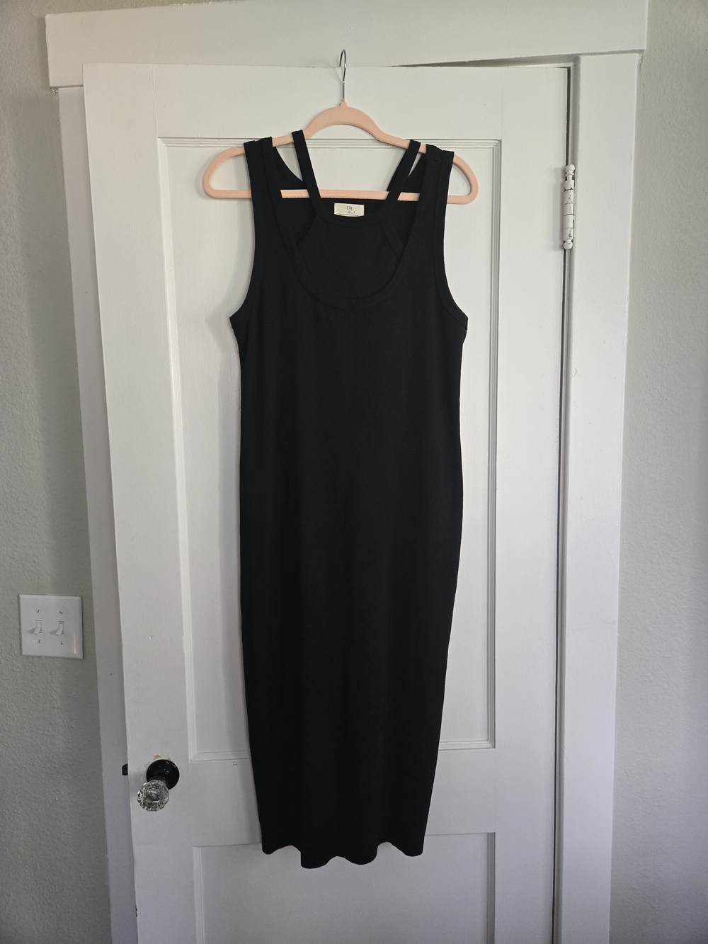 T.La Black Sleeveless Double-Strap Midi Dress
